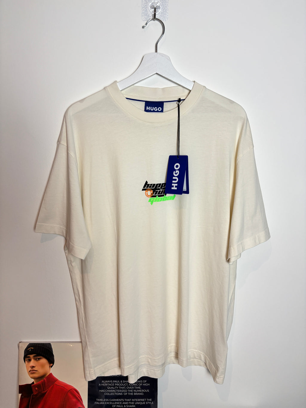 HUGO HAPPY GLOBAL T SHIRT OFF WHITE