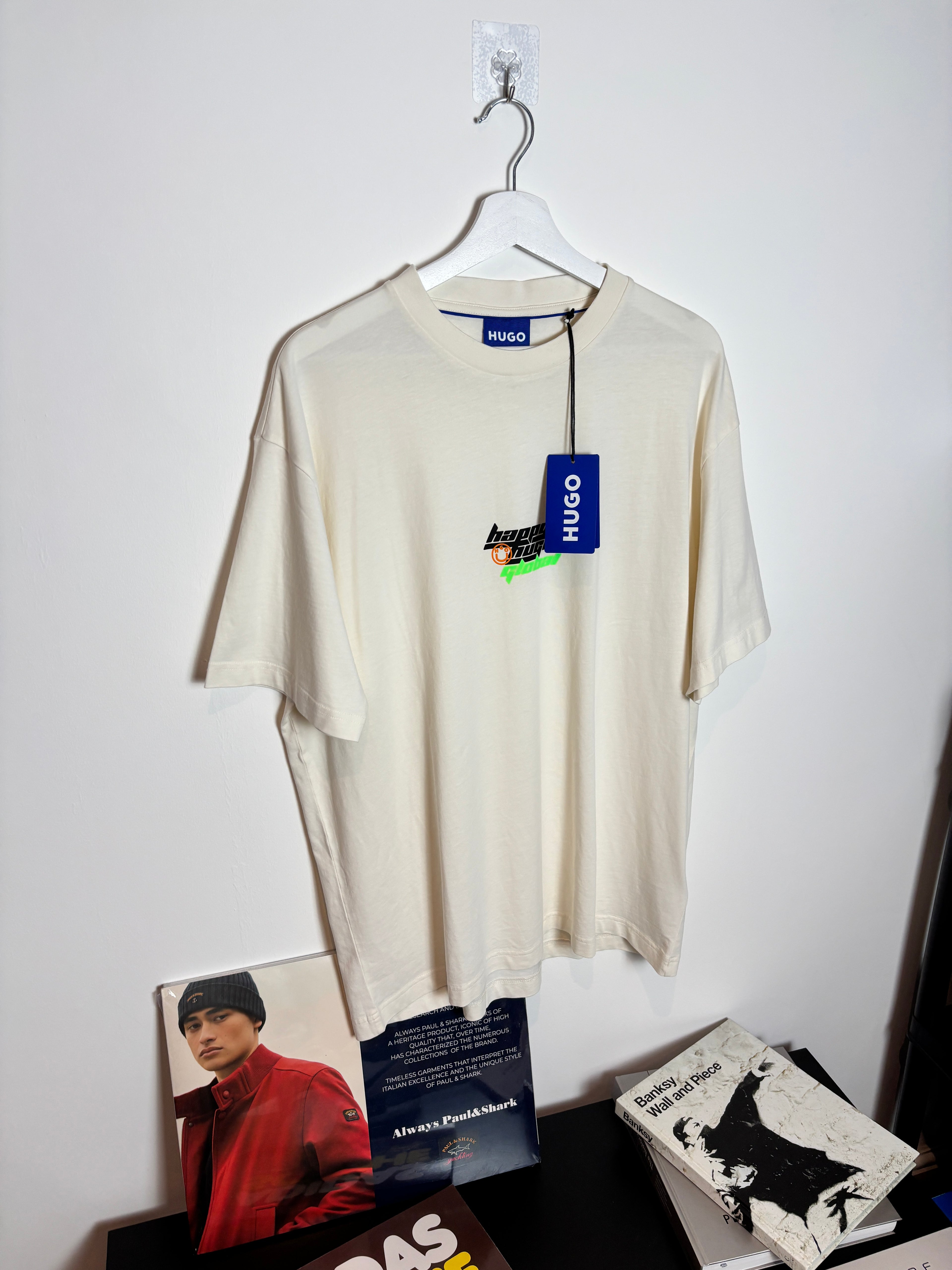 HUGO HAPPY GLOBAL T SHIRT OFF WHITE