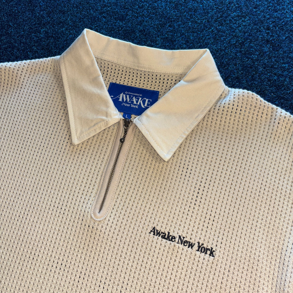 OPEN KNIT POLO SHIRT CREAM