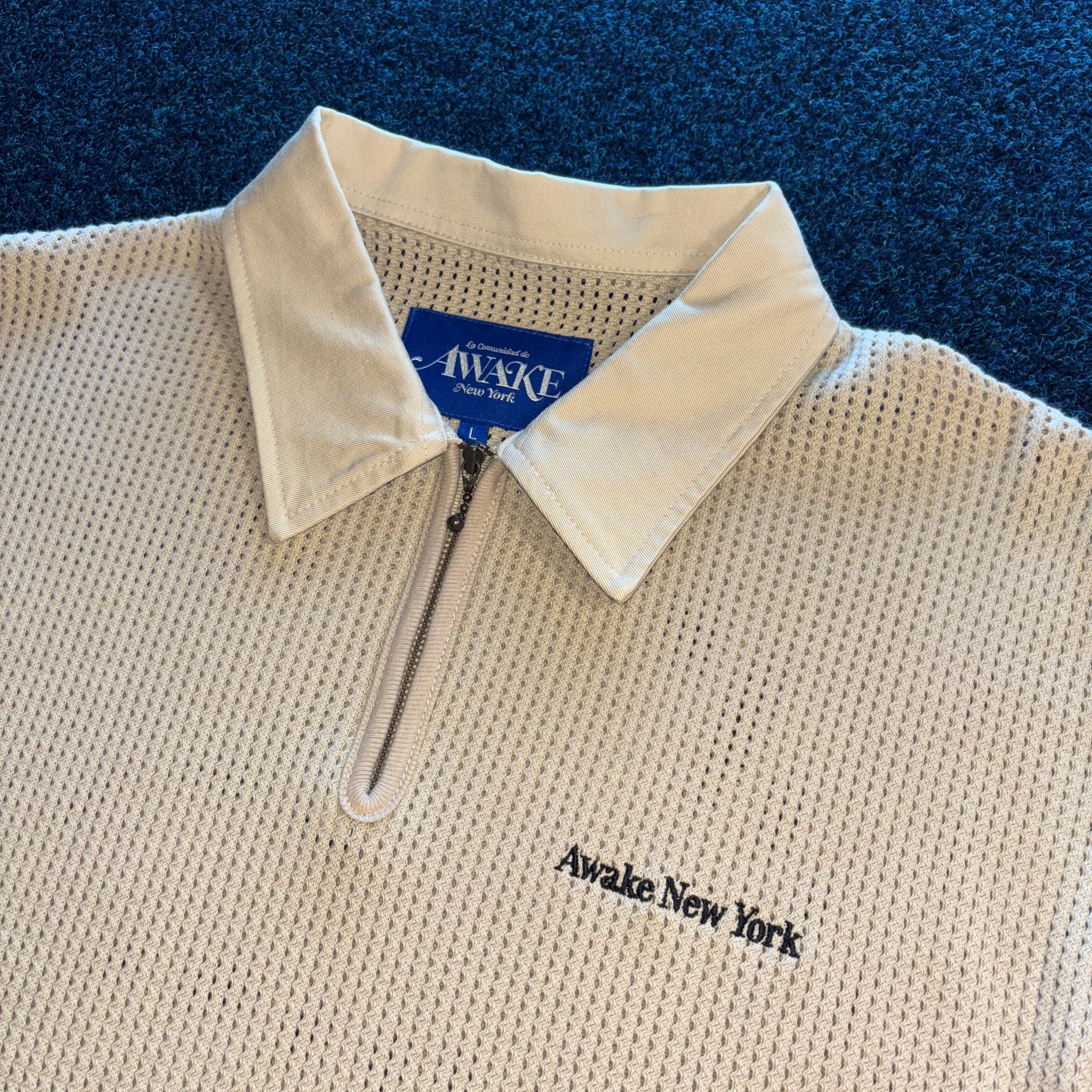 OPEN KNIT POLO SHIRT CREAM