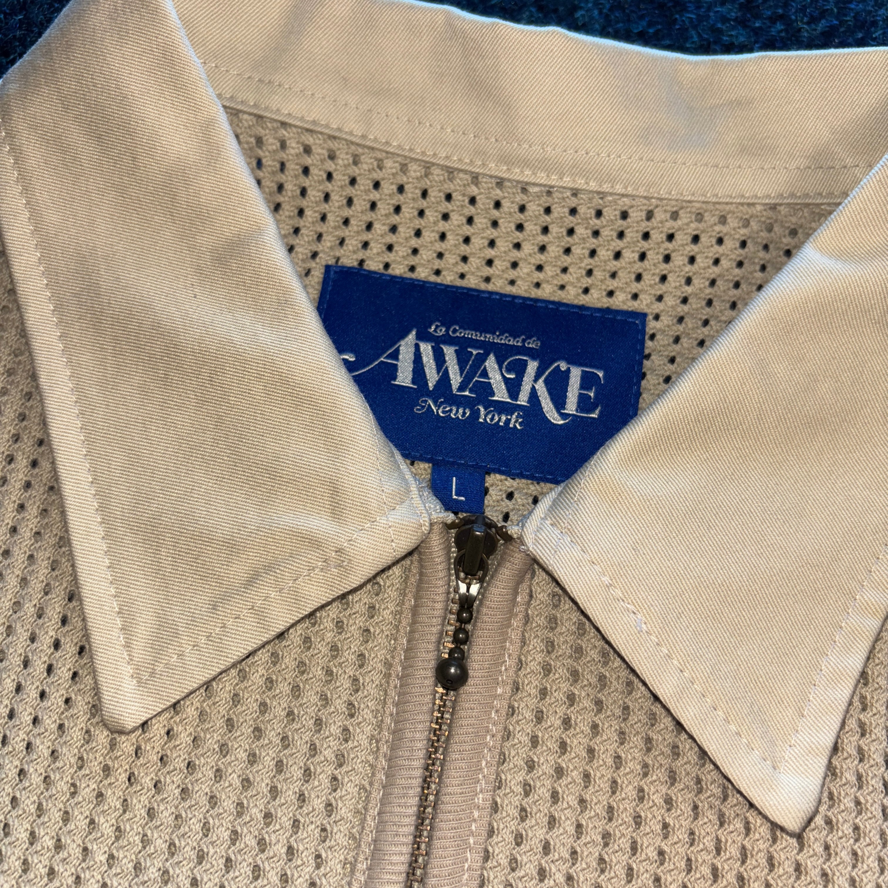 OPEN KNIT POLO SHIRT CREAM