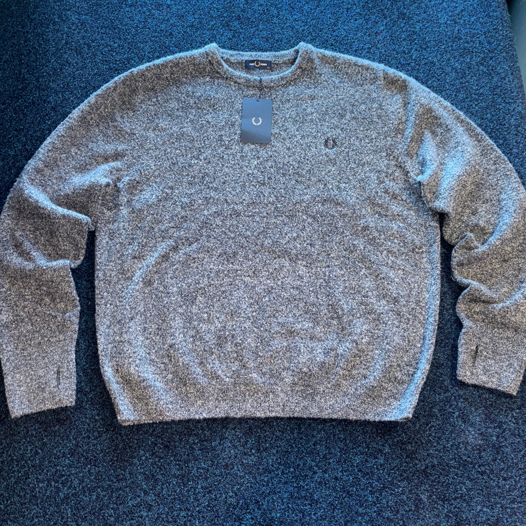 BOUCLE CREW NECK JUMPER NAVY/LIGHT ICE