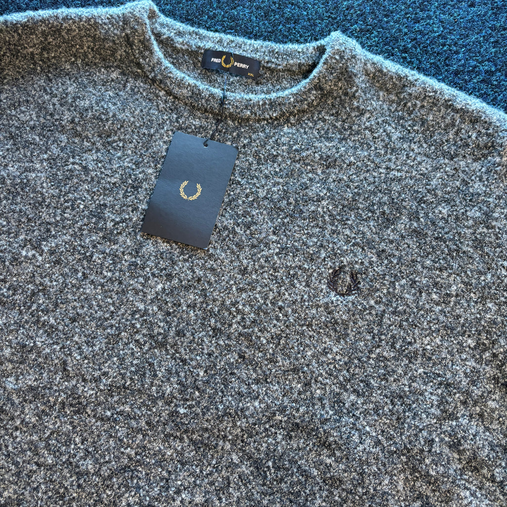 BOUCLE CREW NECK JUMPER NAVY/LIGHT ICE