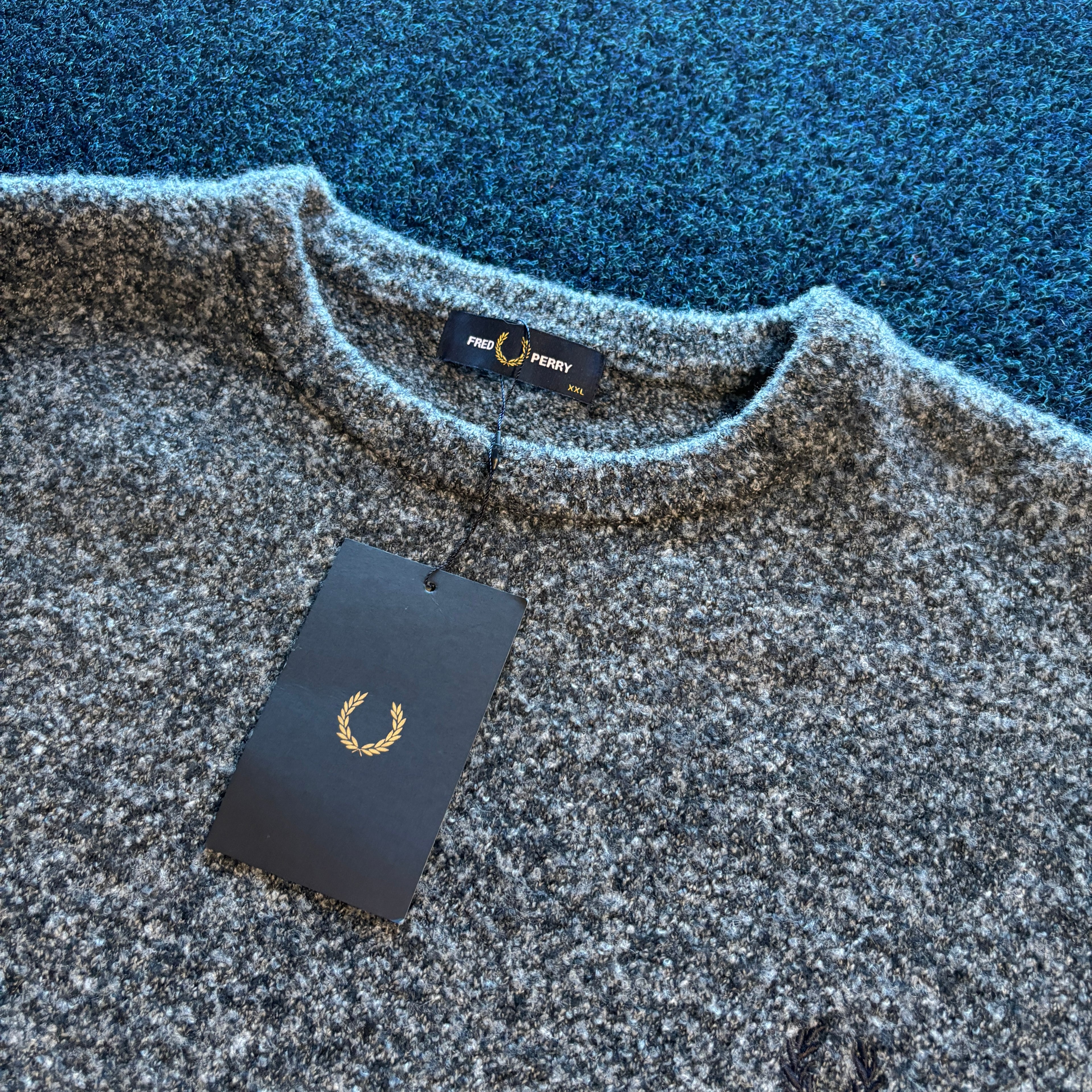 BOUCLE CREW NECK JUMPER NAVY/LIGHT ICE