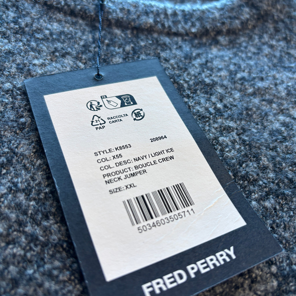 BOUCLE CREW NECK JUMPER NAVY/LIGHT ICE