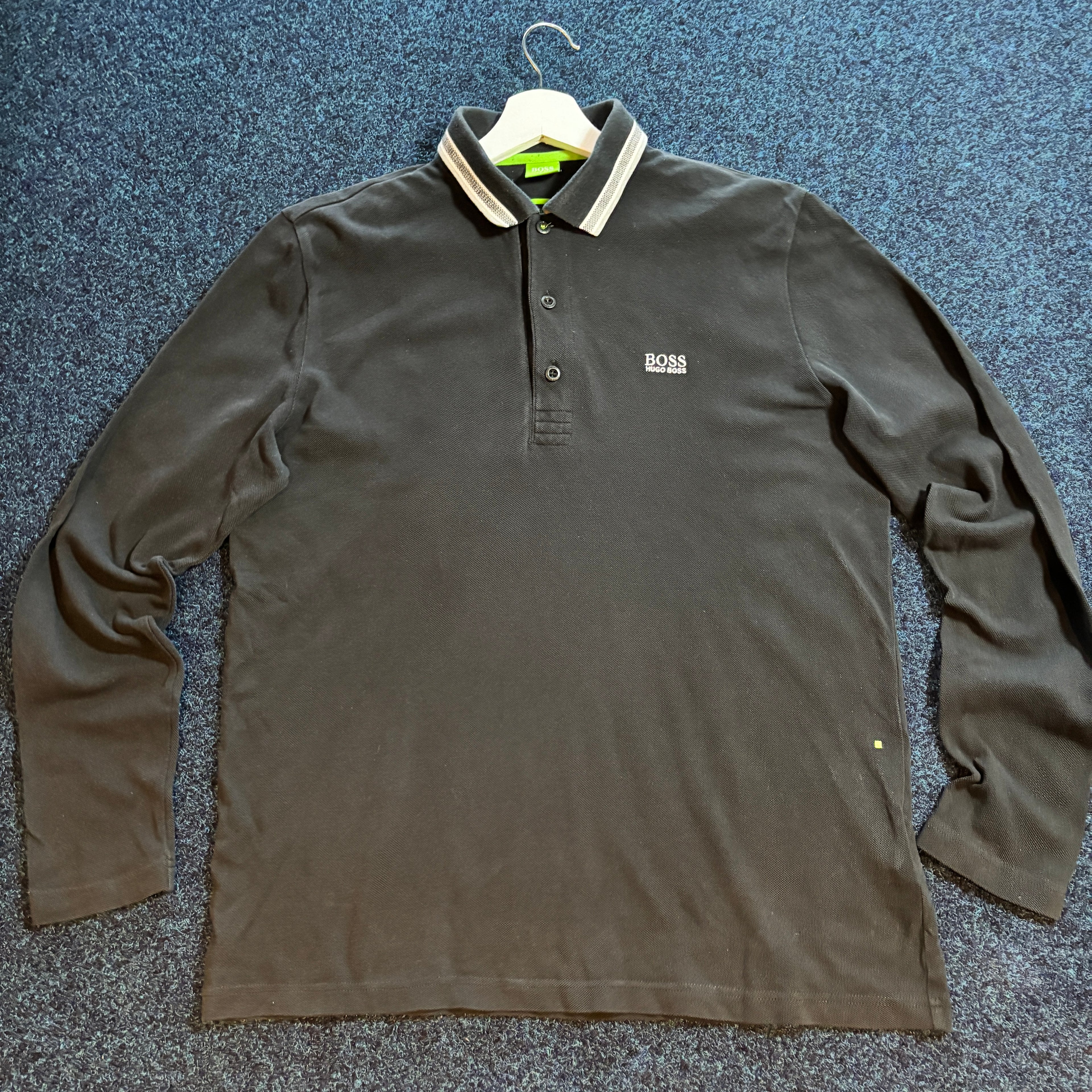 LONG SLEEVE PADDY POLO SHIRT BLACK