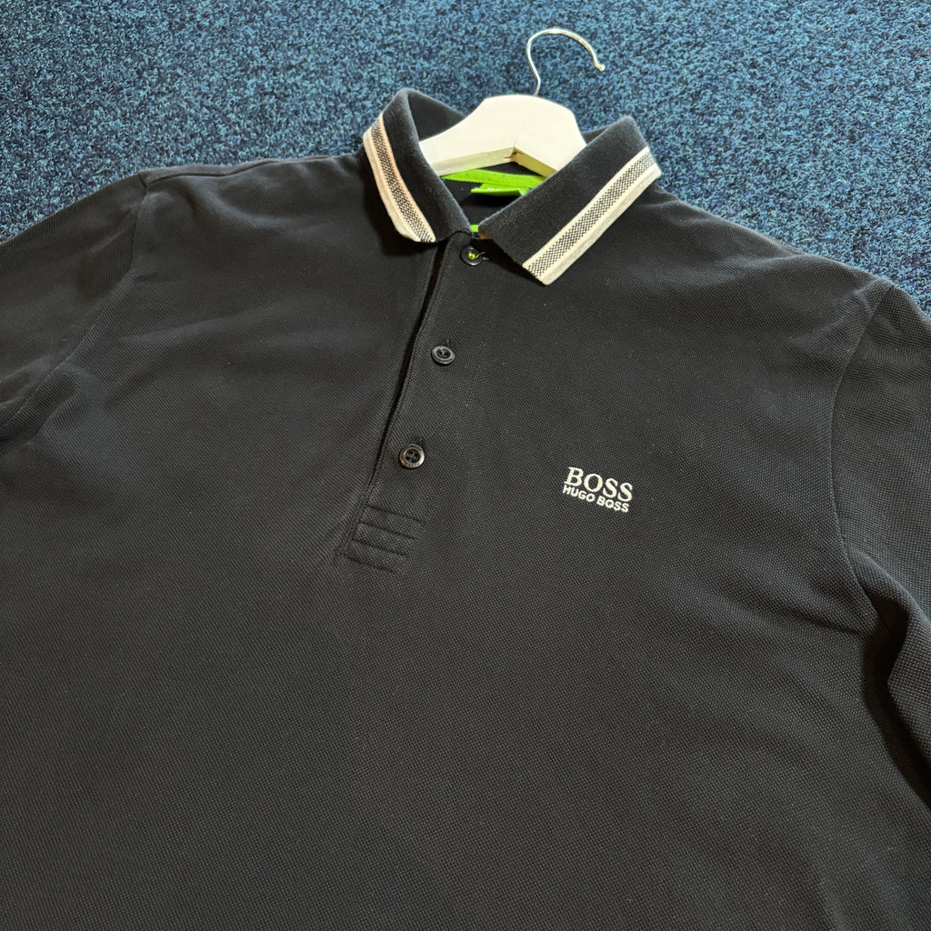 LONG SLEEVE PADDY POLO SHIRT BLACK