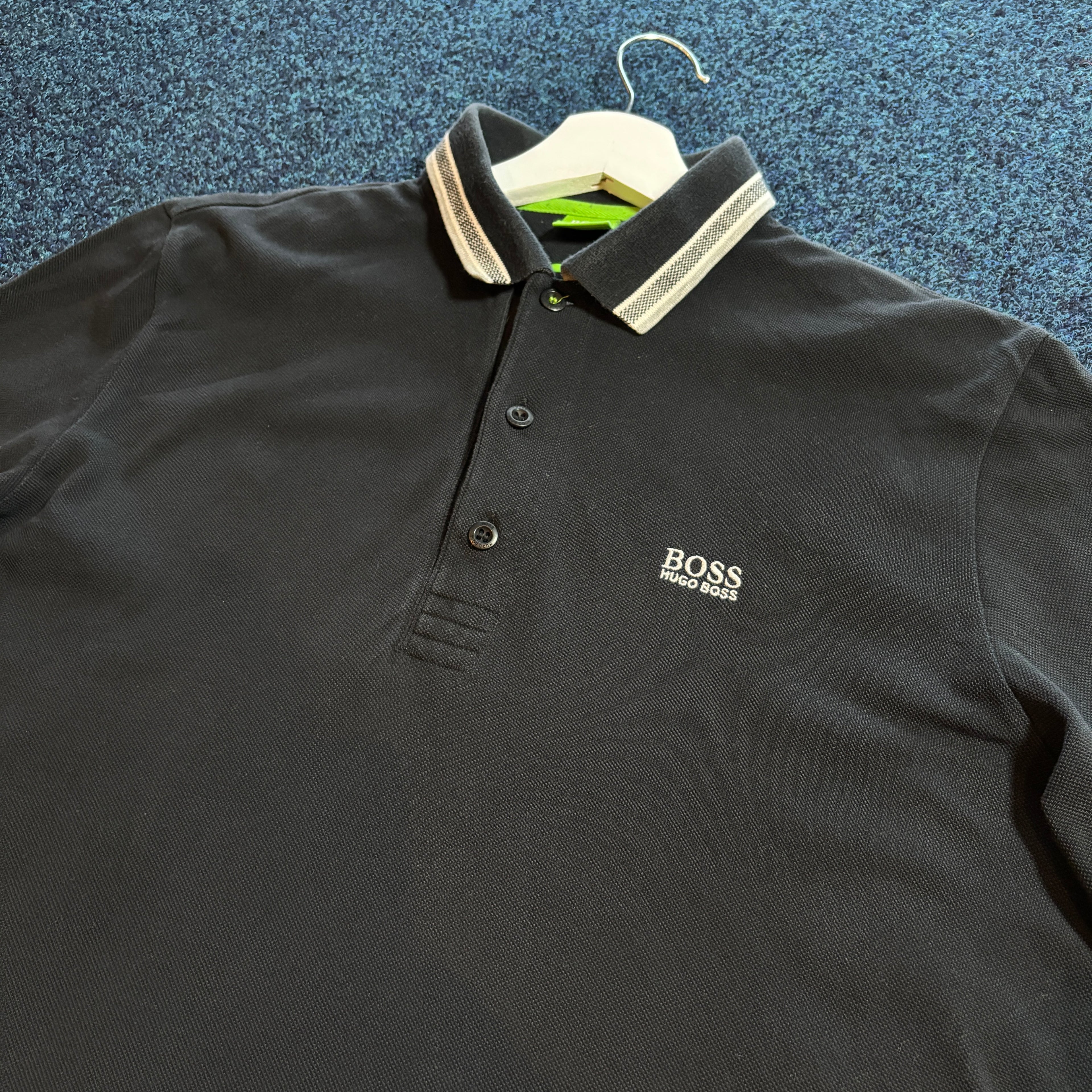 LONG SLEEVE PADDY POLO SHIRT BLACK
