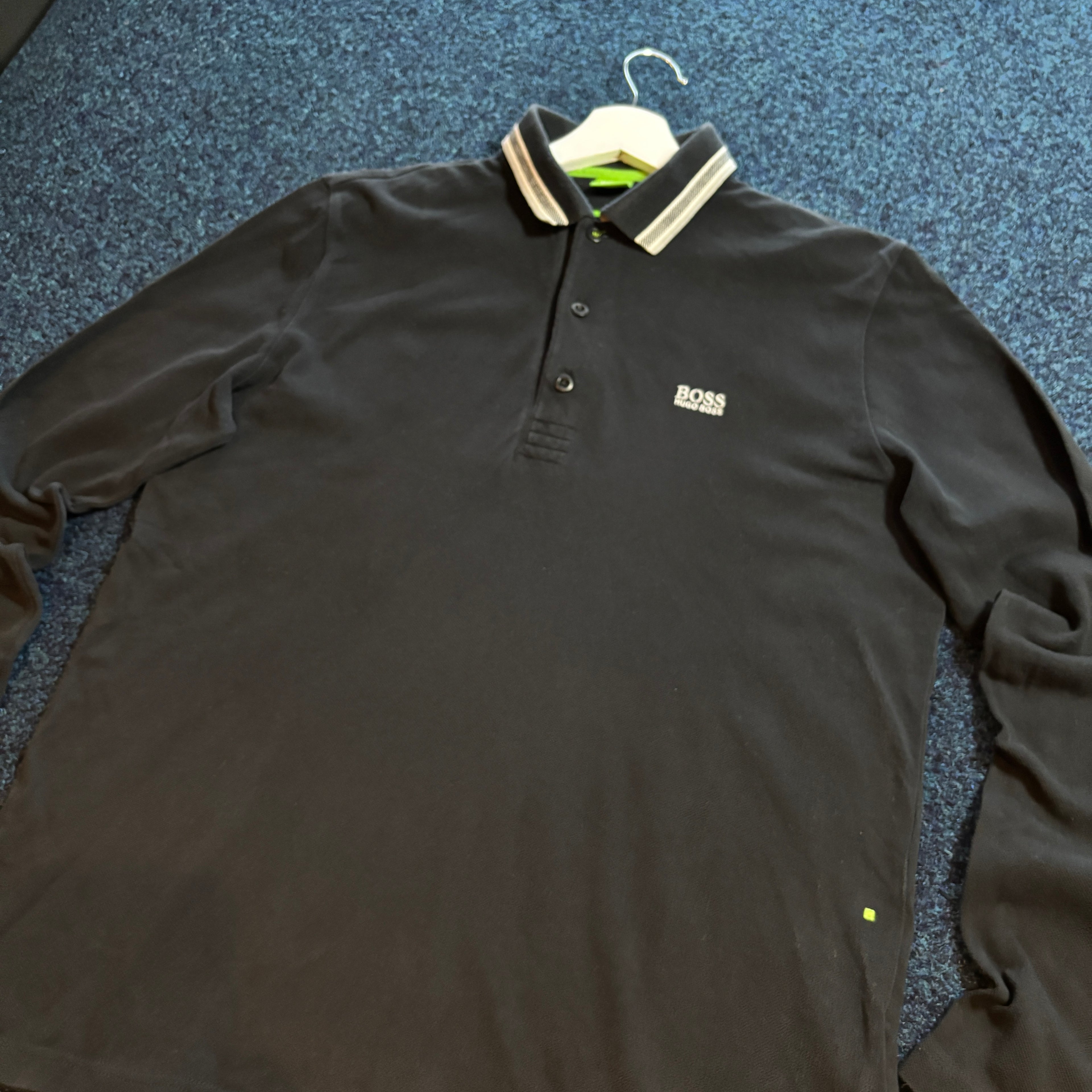 LONG SLEEVE PADDY POLO SHIRT BLACK
