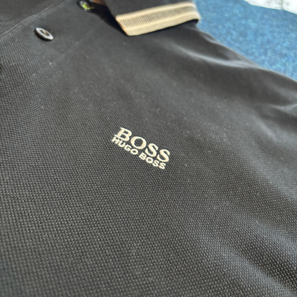 LONG SLEEVE PADDY POLO SHIRT BLACK