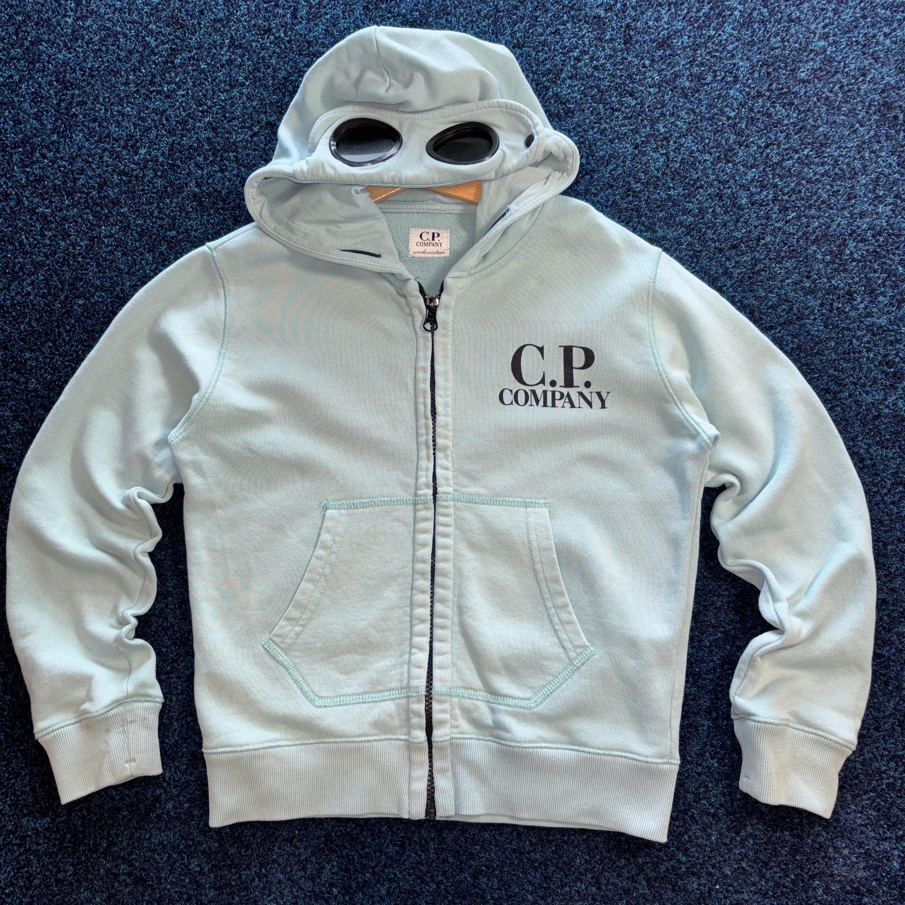 GOGGLE HOOD BRANDED SWEATSHIRT BLUE