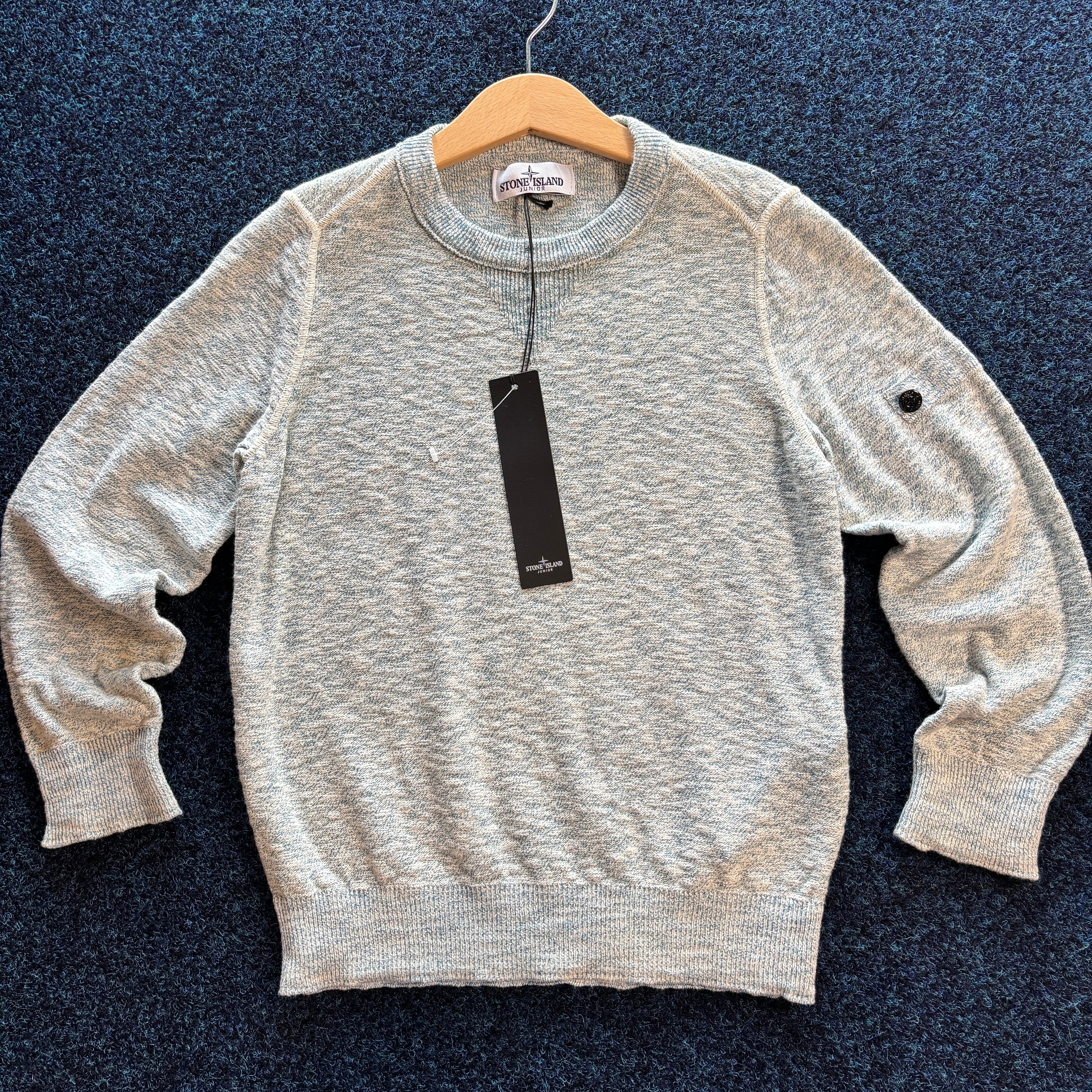 SI MULTI WOVEN CREW NECK JUMPER BLUE/WHITE