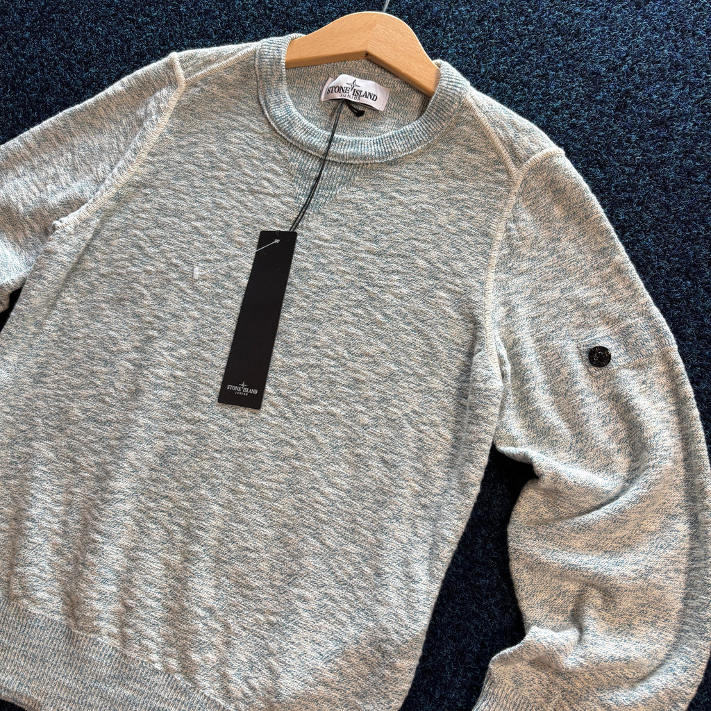 SI MULTI WOVEN CREW NECK JUMPER BLUE/WHITE