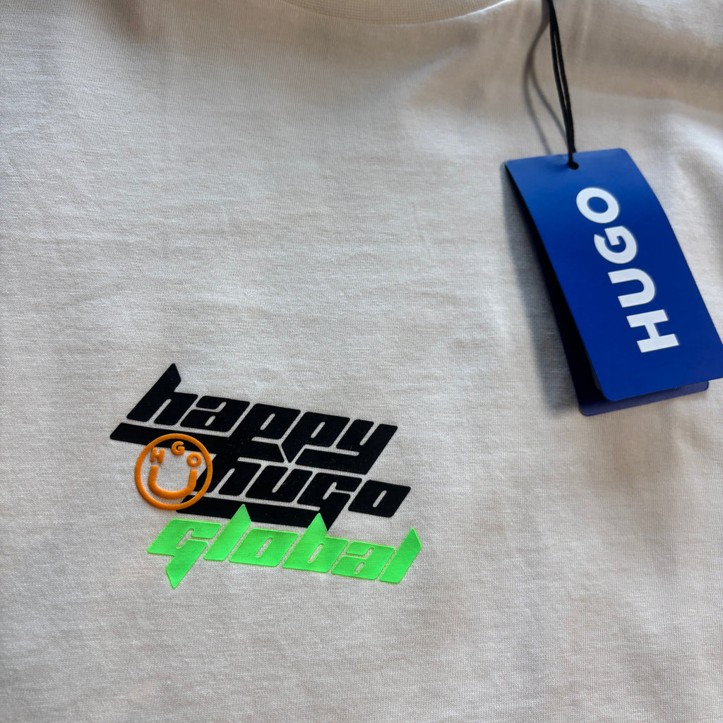 HUGO GLOBAL T SHIRT IN WHITE
