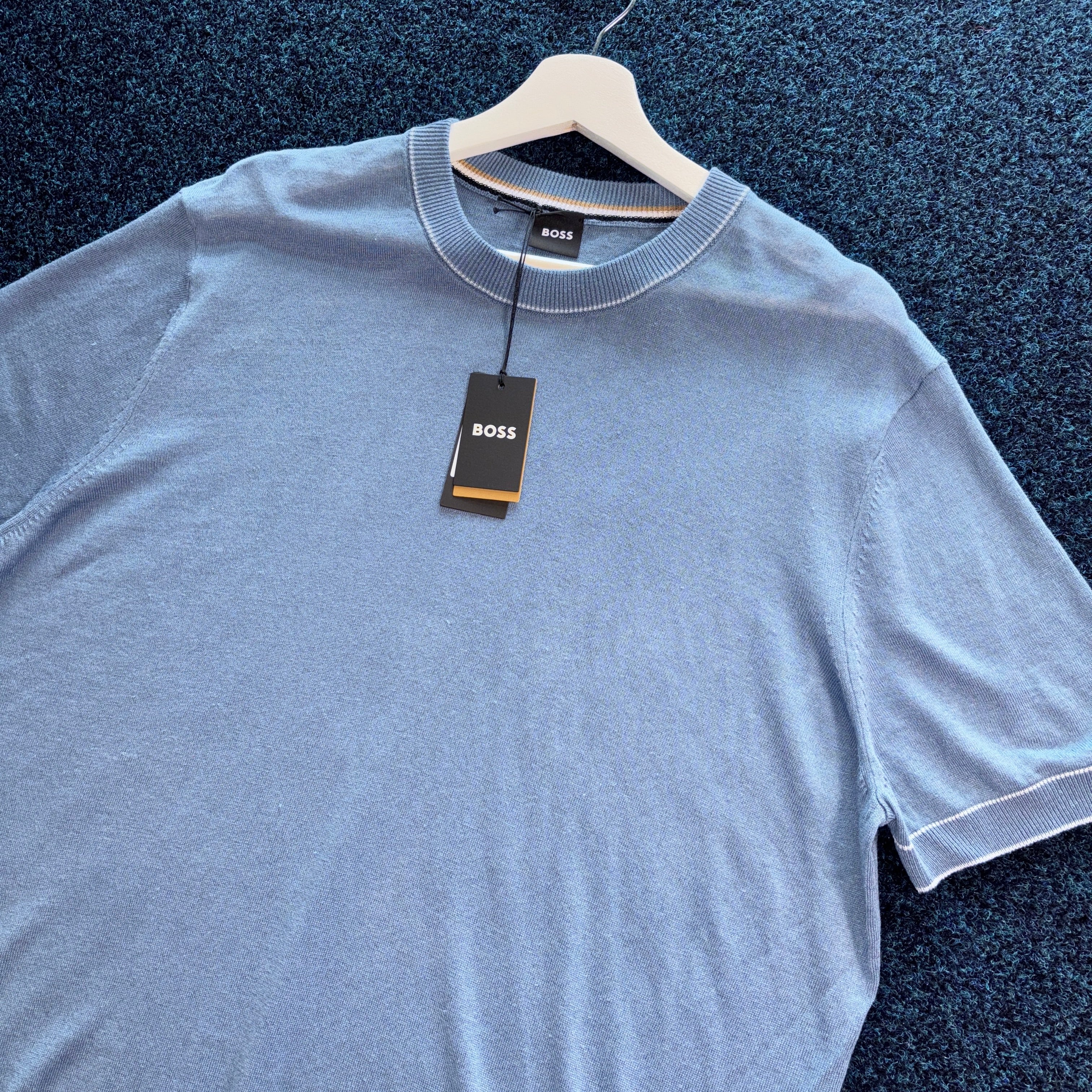 BOSS PREMIUM S/S KNITED T SHIRT BLUE